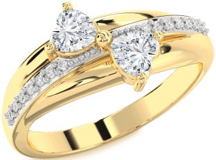 Diamond Gold Two Heart Ring