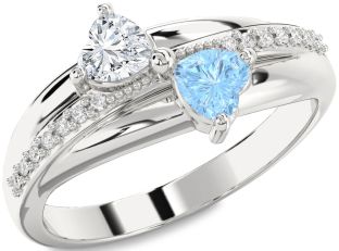 Diamond Platinum Two Heart Promise Ring