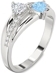 Diamond Platinum Two Heart Promise Ring