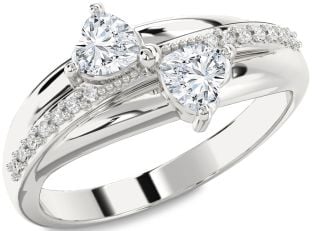 Diamond White Gold Two Heart Ring