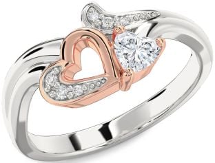 Diamond Platinum & Rose Gold Heart Ring