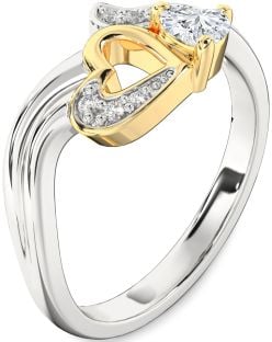 Diamond Silver & 10K gold Heart Promise Ring