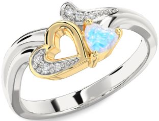 Diamond Amethyst Platinum & Yellow Gold Heart Promise Ring
