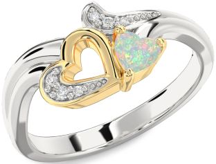 Diamond Amethyst Platinum & Yellow Gold Heart Promise Ring