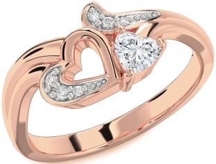 Diamond Rose Gold Heart Ring