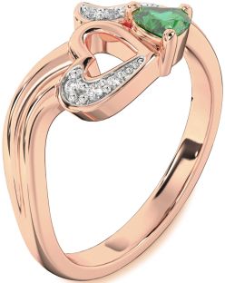 Diamond Emerald Rose Gold Heart Promise Ring