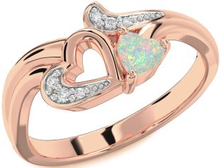 Diamond Amethyst Rose Gold Heart Promise Ring