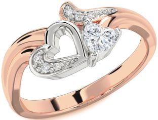 Diamond Platinum & Rose Gold Heart Ring