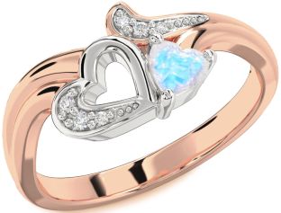 Diamond Amethyst Platinum & Rose Gold Heart Promise Ring