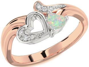 Diamond Amethyst Platinum & Rose Gold Heart Promise Ring