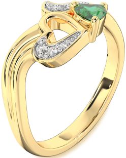 Diamond Emerald Gold Heart Promise Ring