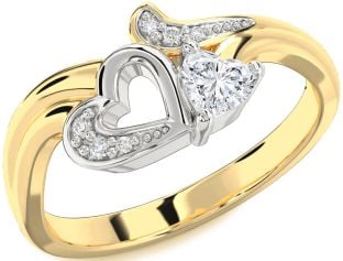 Diamond Platinum & Yellow Gold Heart Ring