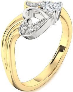 Diamond White Yellow Gold Heart Promise Ring
