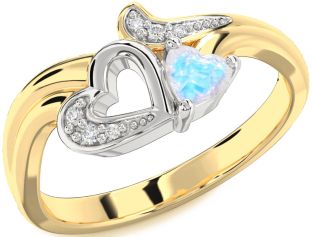 Diamond Amethyst Platinum & Yellow Gold Heart Promise Ring