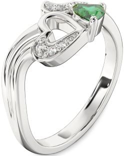 Diamond Emerald White Gold Heart Promise Ring