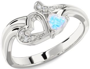Diamond Amethyst Platinum Heart Promise Ring