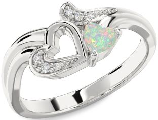 Diamond Amethyst Platinum Heart Promise Ring