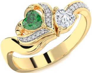 Diamond Gold Two Heart Promise Ring