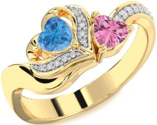 Diamond Gold Two Heart Promise Ring