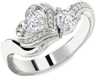 Diamond White Gold Two Heart Ring