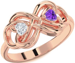 Rose Gold Infinity Knot Two Heart Promise Ring