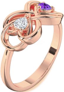 Rose Gold Infinity Knot Two Heart Promise Ring