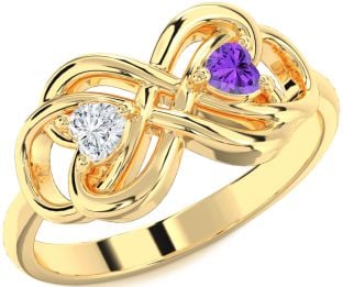 Gold Infinity Knot Two Heart Promise Ring