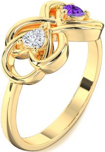 Gold Infinity Knot Two Heart Promise Ring