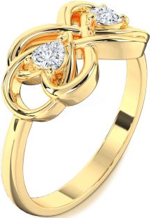 Diamond Gold Infinity Knot Two Heart Ring