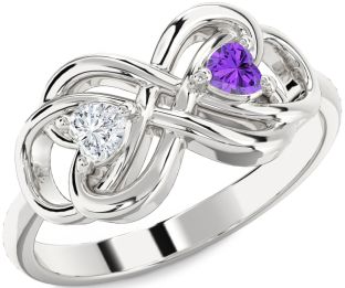 Platinum Infinity Knot Two Heart Promise Ring