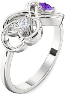Platinum Infinity Knot Two Heart Promise Ring