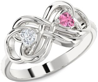 Silver Infinity Knot Two Heart Promise Ring