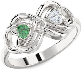 Silver Infinity Knot Two Heart Promise Ring