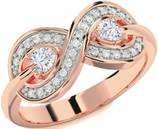 Diamond Rose Gold Infinity Two Heart Ring