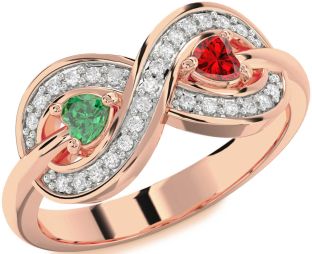 Diamond Rose Gold Infinity Two Heart Promise Ring