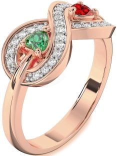 Diamond Rose Gold Infinity Two Heart Promise Ring