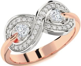 Diamond White Rose Gold Infinity Two Heart Ring