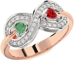 Diamond Platinum & Rose Gold Infinity Two Heart Promise Ring