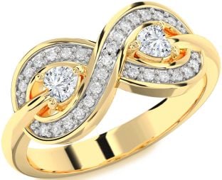 Diamond Gold Infinity Two Heart Ring