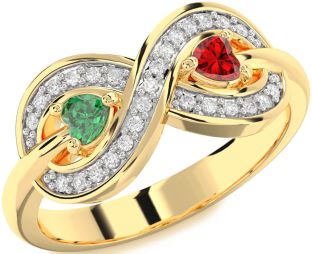 Diamond Gold Silver Infinity Two Heart Promise Ring