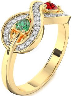 Diamond Gold Infinity Two Heart Promise Ring