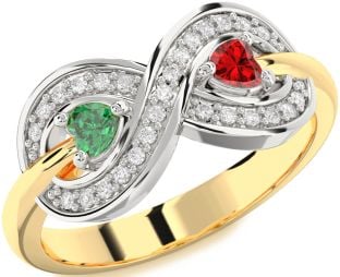 Diamond Platinum & Yellow Gold Infinity Two Heart Promise Ring