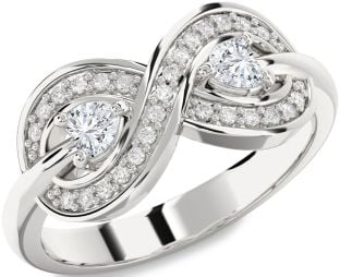 Diamond White Gold Infinity Two Heart Ring