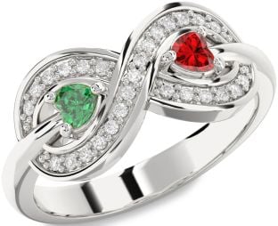 Diamond Silver Infinity Two Heart Promise Ring