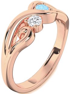 Rose Gold Knot Round Two Stone Promise Ring
