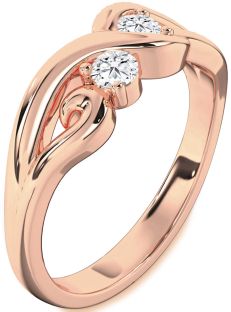 Diamond Rose Gold Knot Round Two Stone Ring