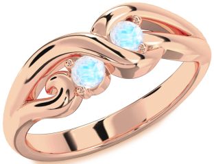 Emerald Rose Gold Knot Round Two Stone Birthstone Ring