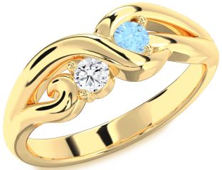 Gold Silver Knot Round Two Stone Promise Ring