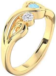 Gold Knot Round Two Stone Promise Ring