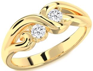 Diamond Gold Knot Round Two Stone Ring